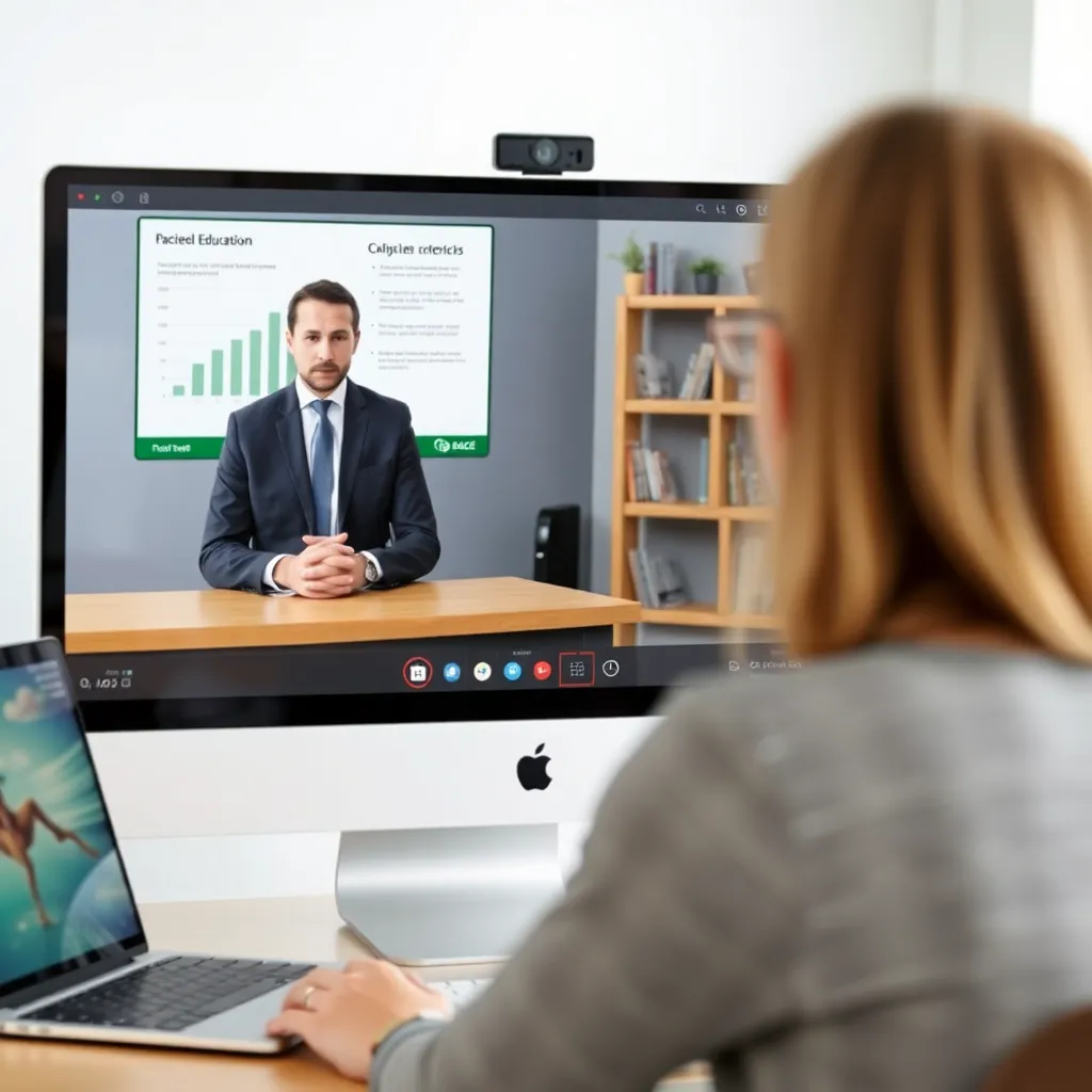 Odborník na Excel vysvetľujúci možnosti vzdelávania klientovi cez videohovor
