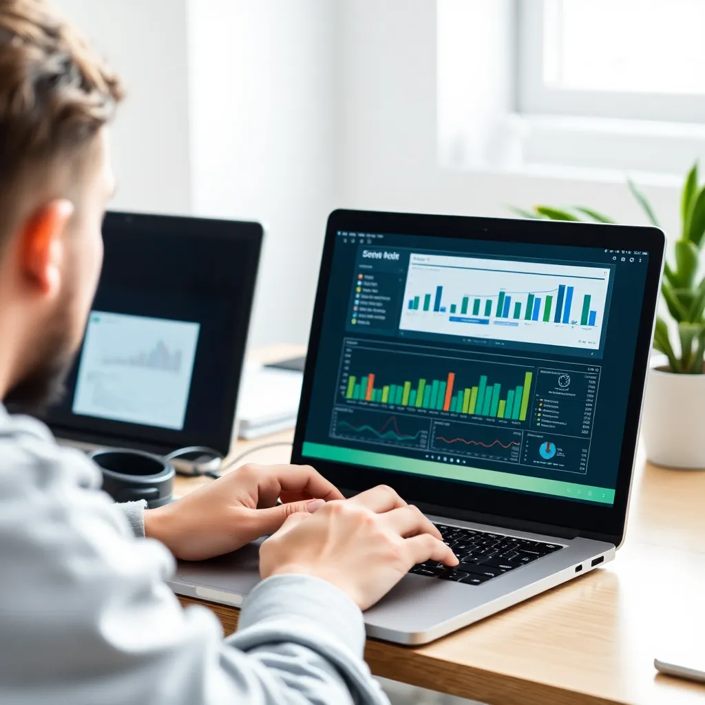 Študent pracujúci na interaktívnom Excel kurze na laptope
